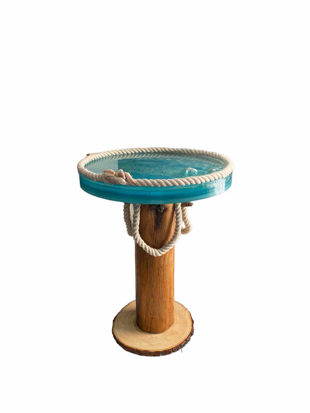 Accent Table — resin, driftwood and rope side table