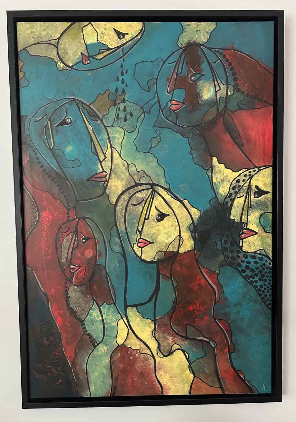 The Gathering — cubist-style figurative painting