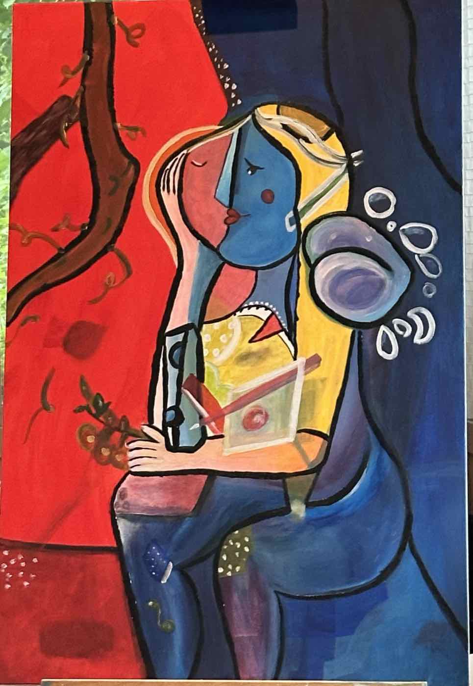The Reader — cubist-style figurative painting